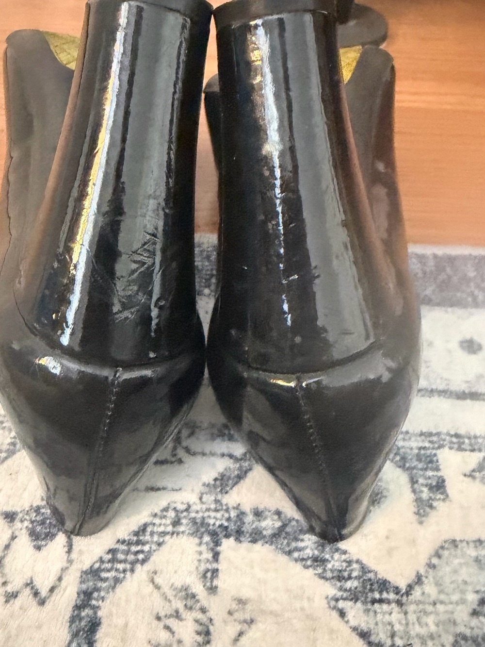 Calvin Klein Black Patent Rounded Toe Pumps - Picture 7 of 9